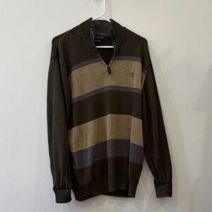 U.S. Polo Assn. Men's Brown and Tan Zip-Up Sweater